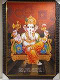 Beautiful Wooden Framed Canvas Print Picture of Ganeshji # 1 - 23 x 33"